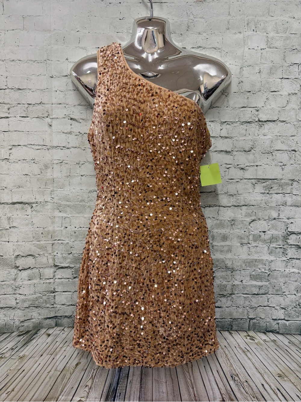 One-Shoulder Gold Sequin Dress nwt sz S